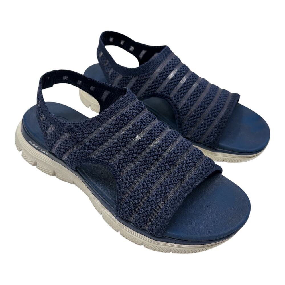 Skechers Stretch-Knit Sports Sandals Womens Size 8 Navy Blue Mesh